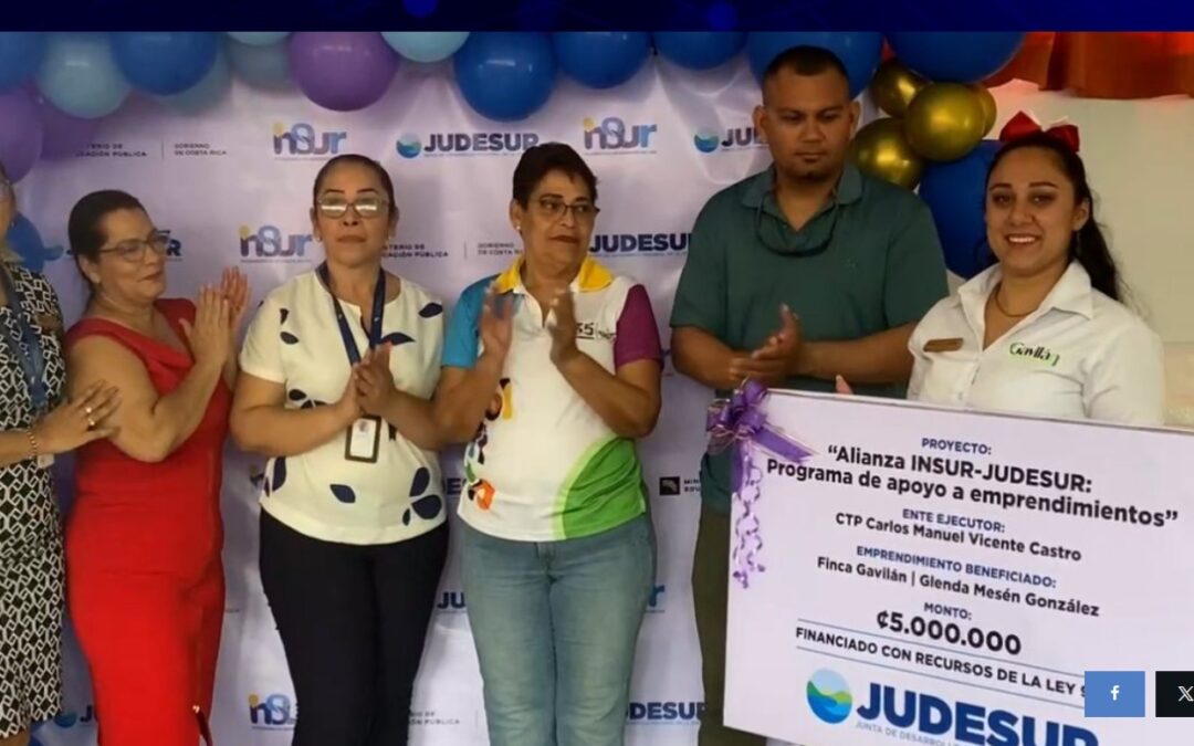 Judesur entrega aportes a tres emprendimientos. Convenio INSUR – JUDESUR – Proyecto N° 263-01-NR ALIANZA INSUR. Cantón Golfito